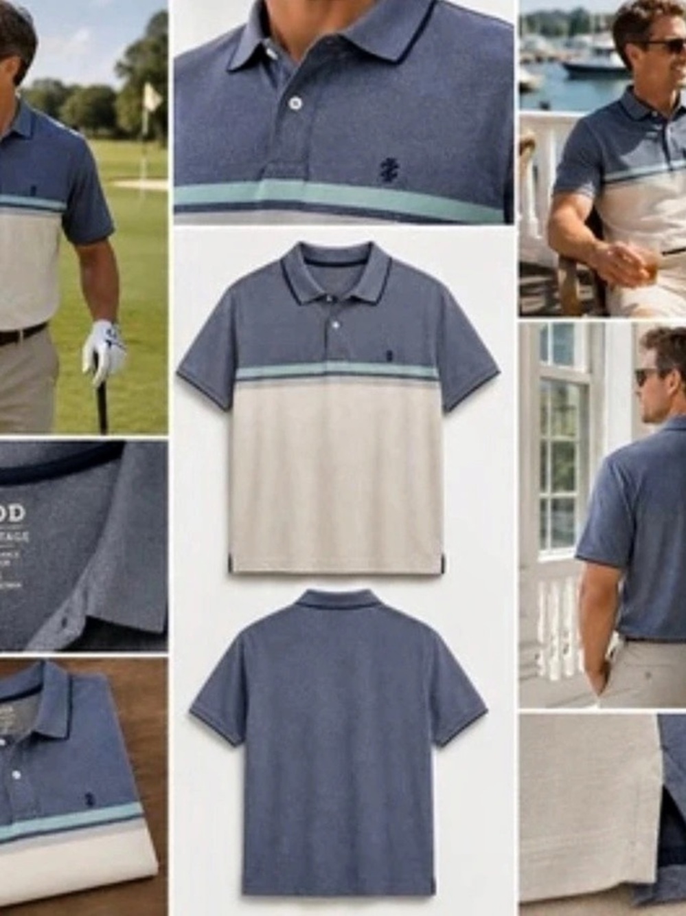 IZOD Golf Polo Shirt Men’s XXL Blue Striped Advantage Performance Athleisure